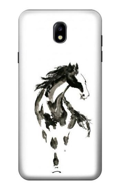 W1031 Horse Paintbrush Hard Case and Leather Flip Case For Samsung Galaxy J7 (2018), J7 Aero, J7 Top, J7 Aura, J7 Crown, J7 Refine, J7 Eon, J7 V 2nd Gen, J7 Star