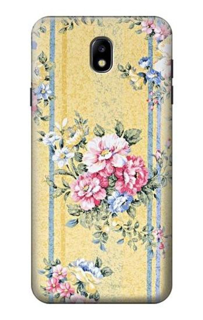 W2229 Vintage Flowers Hard Case and Leather Flip Case For Samsung Galaxy J7 (2018), J7 Aero, J7 Top, J7 Aura, J7 Crown, J7 Refine, J7 Eon, J7 V 2nd Gen, J7 Star