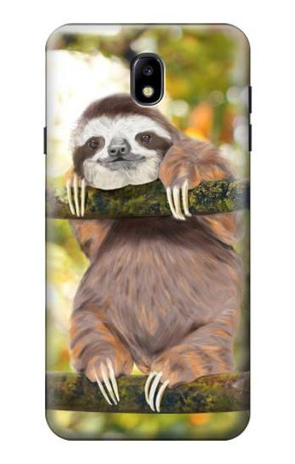 W3138 Cute Baby Sloth Paint Hard Case and Leather Flip Case For Samsung Galaxy J7 (2018), J7 Aero, J7 Top, J7 Aura, J7 Crown, J7 Refine, J7 Eon, J7 V 2nd Gen, J7 Star