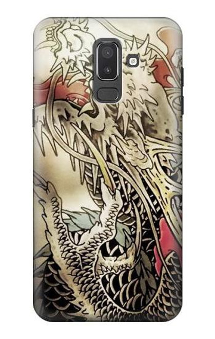 W0122 Yakuza Tattoo Hard Case and Leather Flip Case For Samsung Galaxy J8 (2018)