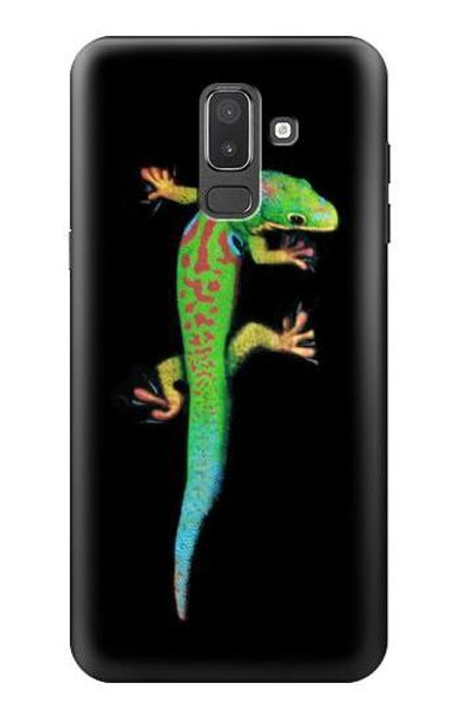 W0125 Green Madagascan Gecko Hard Case and Leather Flip Case For Samsung Galaxy J8 (2018)