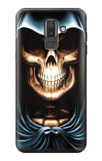 W0225 Skull Grim Reaper Hard Case and Leather Flip Case For Samsung Galaxy J8 (2018)