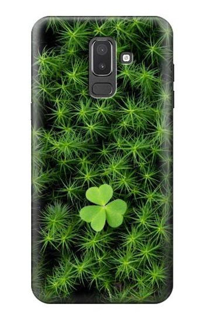 W0358 Clover Lucky Leaf Hard Case and Leather Flip Case For Samsung Galaxy J8 (2018)