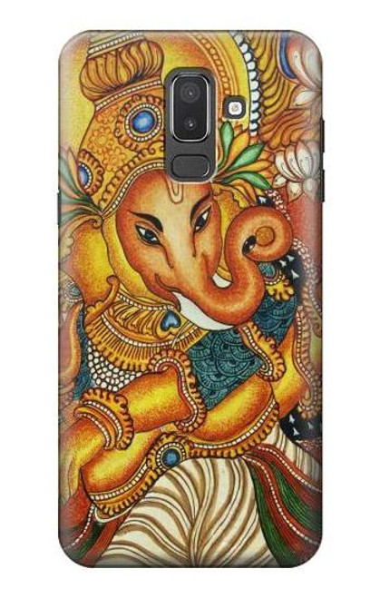 W0440 Hindu God Ganesha Hard Case and Leather Flip Case For Samsung Galaxy J8 (2018)