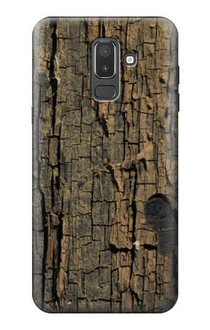 W0598 Wood Graphic Printed Hard Case and Leather Flip Case For Samsung Galaxy J8 (2018)