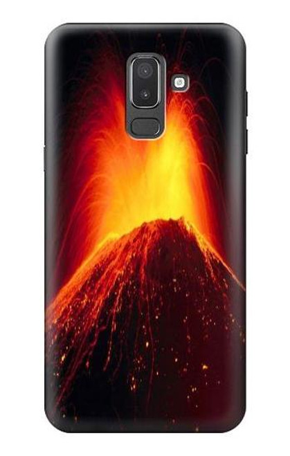 W0745 Volcano Lava Hard Case and Leather Flip Case For Samsung Galaxy J8 (2018)