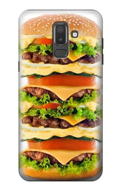 W0790 Hamburger Hard Case and Leather Flip Case For Samsung Galaxy J8 (2018)