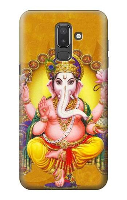 W0896 Lord Ganesh Hindu God Hard Case and Leather Flip Case For Samsung Galaxy J8 (2018)