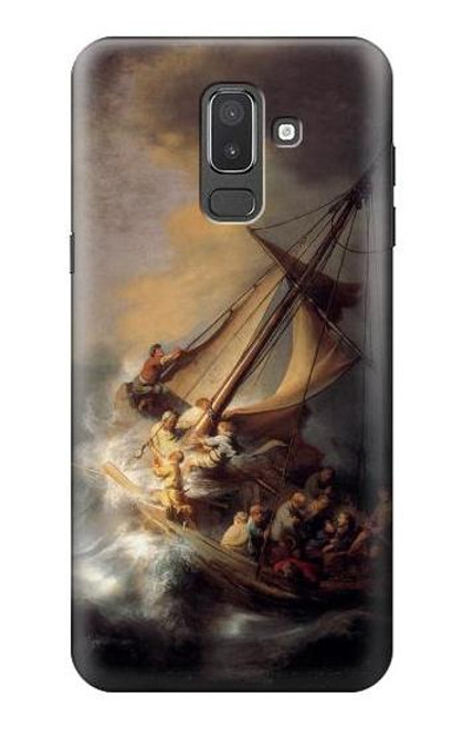 W1091 Rembrandt Christ in The Storm Hard Case and Leather Flip Case For Samsung Galaxy J8 (2018)