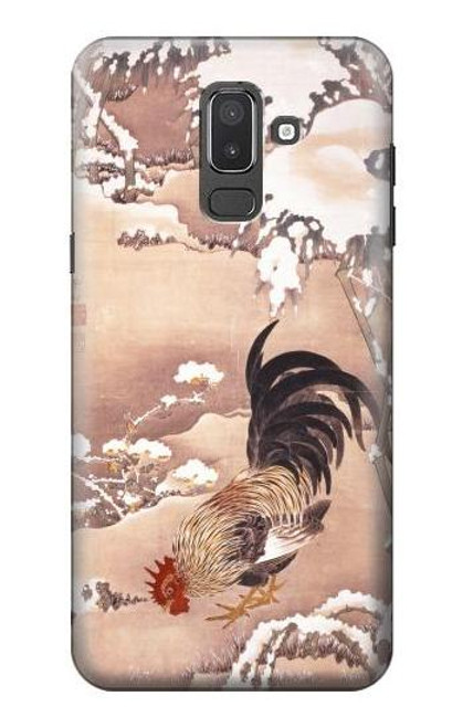 W1332 Ito Jakuchu Rooster Hard Case and Leather Flip Case For Samsung Galaxy J8 (2018)