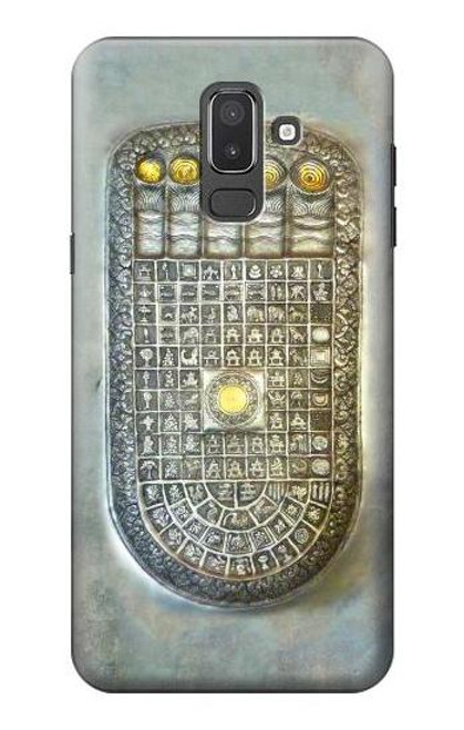 W1484 Buddha Footprint Hard Case and Leather Flip Case For Samsung Galaxy J8 (2018)