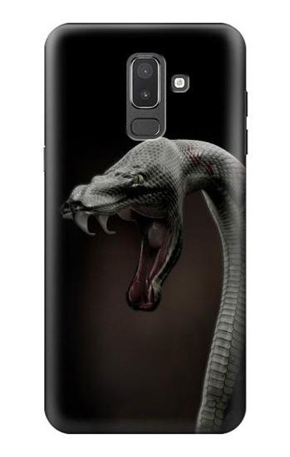 W1597 Black Mamba Snake Hard Case and Leather Flip Case For Samsung Galaxy J8 (2018)