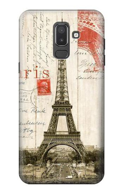 W2108 Eiffel Tower Paris Postcard Hard Case and Leather Flip Case For Samsung Galaxy J8 (2018)