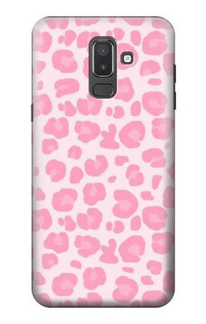 W2213 Pink Leopard Pattern Hard Case and Leather Flip Case For Samsung Galaxy J8 (2018)