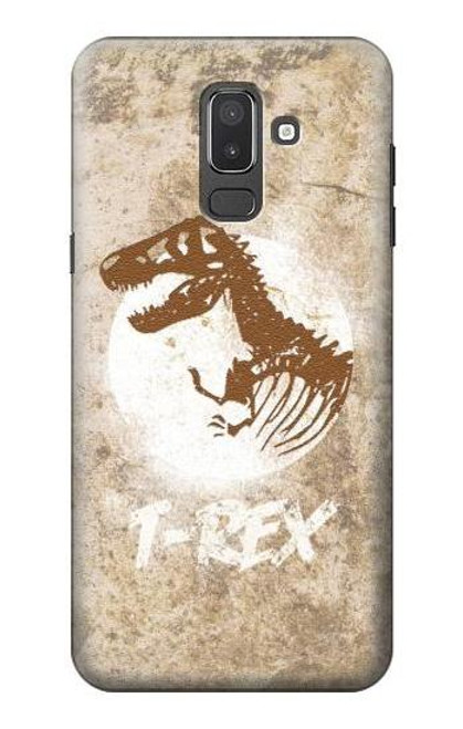 W2372 T-Rex Jurassic Fossil Hard Case and Leather Flip Case For Samsung Galaxy J8 (2018)