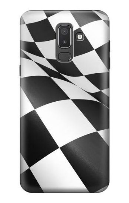 W2408 Checkered Winner Flag Hard Case and Leather Flip Case For Samsung Galaxy J8 (2018)