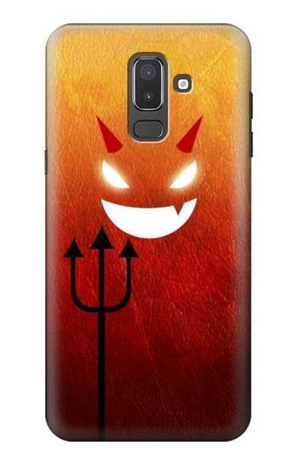 W2454 Red Cute Little Devil Cartoon Hard Case and Leather Flip Case For Samsung Galaxy J8 (2018)