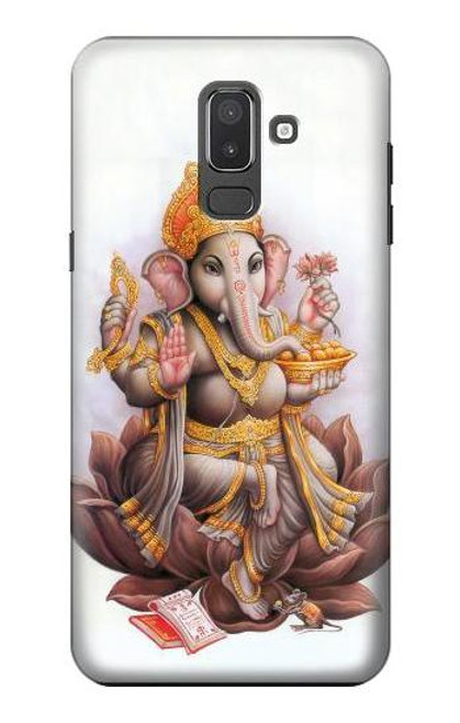 W2820 Hindu God Ganesha Ganapati Vinayaka Hard Case and Leather Flip Case For Samsung Galaxy J8 (2018)