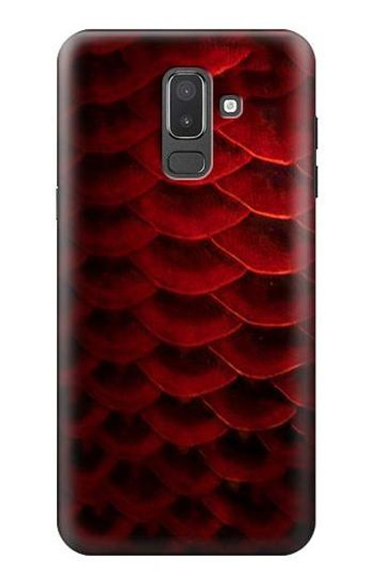 W2879 Red Arowana Fish Scale Hard Case and Leather Flip Case For Samsung Galaxy J8 (2018)