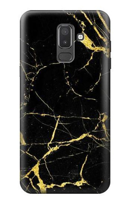 W2896 Gold Marble Graphic Printed Hard Case and Leather Flip Case For Samsung Galaxy J8 (2018)