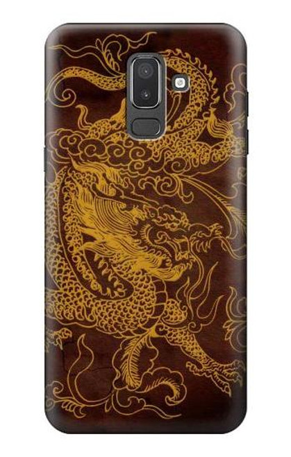 W2911 Chinese Dragon Hard Case and Leather Flip Case For Samsung Galaxy J8 (2018)