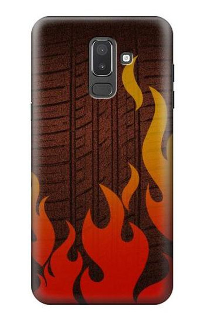 W2988 Rally Car Tire Fire Hard Case and Leather Flip Case For Samsung Galaxy J8 (2018)