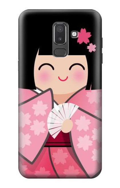 W3042 Japan Girl Hina Doll Kimono Sakura Hard Case and Leather Flip Case For Samsung Galaxy J8 (2018)