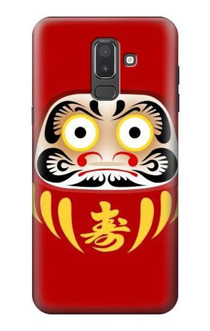 W3045 Japan Good Luck Daruma Doll Hard Case and Leather Flip Case For Samsung Galaxy J8 (2018)