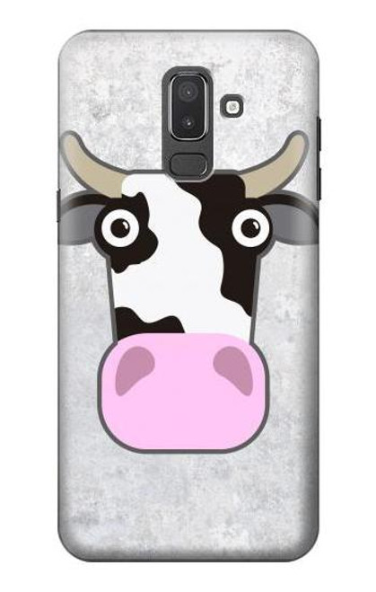 W3257 Cow Cartoon Hard Case and Leather Flip Case For Samsung Galaxy J8 (2018)