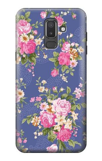 W3265 Vintage Flower Pattern Hard Case and Leather Flip Case For Samsung Galaxy J8 (2018)