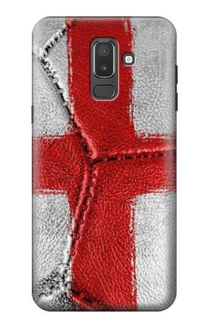 W3316 England Flag Vintage Football Graphic Hard Case and Leather Flip Case For Samsung Galaxy J8 (2018)