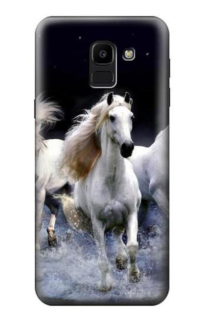 W0246 White Horse Hard Case and Leather Flip Case For Samsung Galaxy J6 (2018)