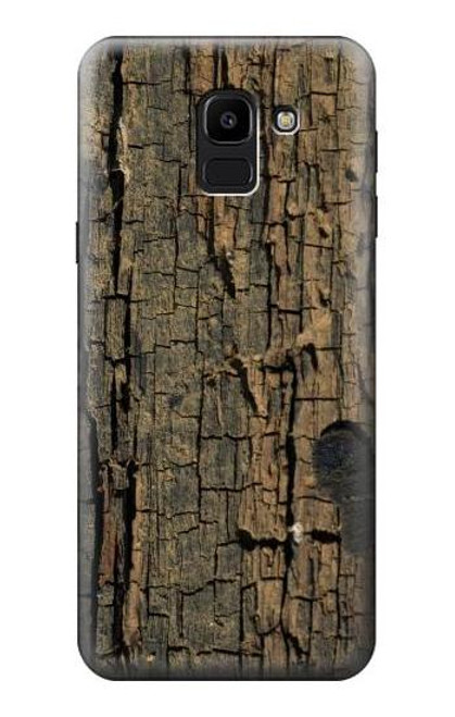 W0598 Wood Graphic Printed Hard Case and Leather Flip Case For Samsung Galaxy J6 (2018)