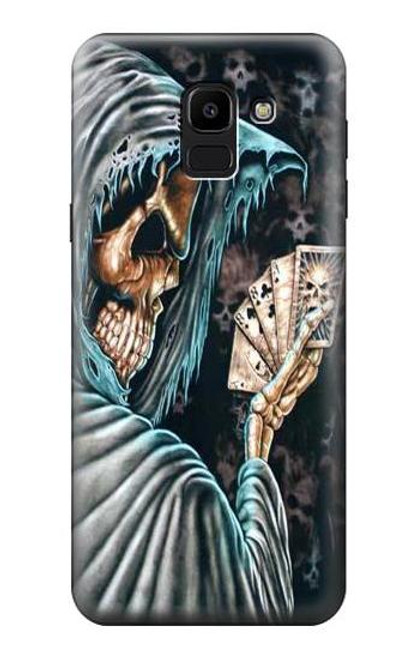 W0748 Grim Reaper Death Poker Hard Case and Leather Flip Case For Samsung Galaxy J6 (2018)