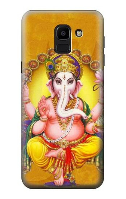 W0896 Lord Ganesh Hindu God Hard Case and Leather Flip Case For Samsung Galaxy J6 (2018)