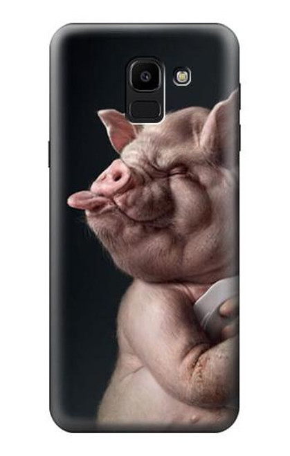 W1273 Crazy Pig Hard Case and Leather Flip Case For Samsung Galaxy J6 (2018)