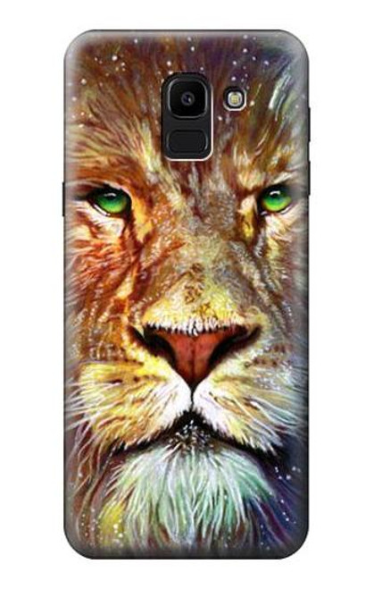 W1354 Lion Hard Case and Leather Flip Case For Samsung Galaxy J6 (2018)