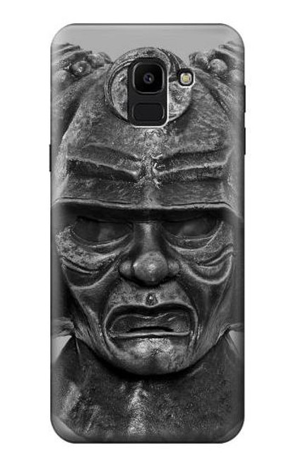 W1827 Japan Samurai Helmet Hard Case and Leather Flip Case For Samsung Galaxy J6 (2018)