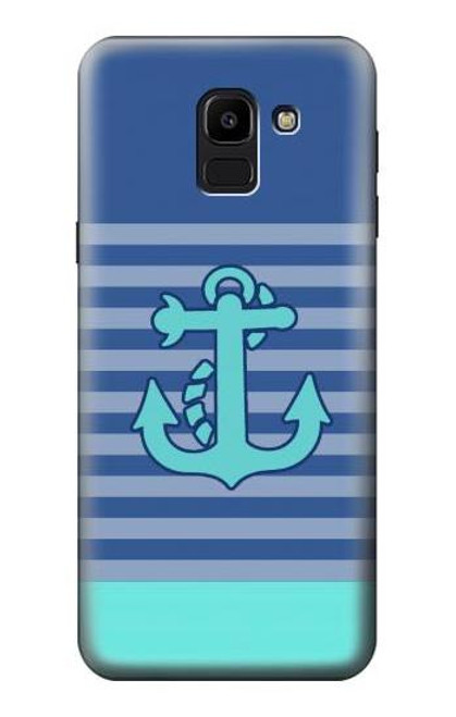 W2081 Nautical Anchor Hard Case and Leather Flip Case For Samsung Galaxy J6 (2018)