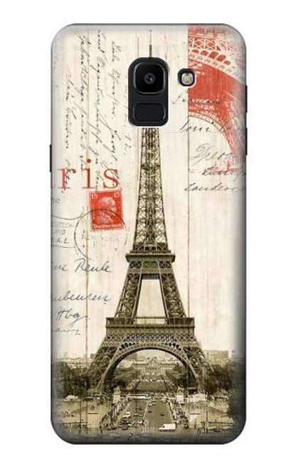W2108 Eiffel Tower Paris Postcard Hard Case and Leather Flip Case For Samsung Galaxy J6 (2018)