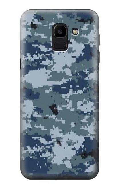 W2346 Navy Camo Camouflage Graphic Hard Case and Leather Flip Case For Samsung Galaxy J6 (2018)