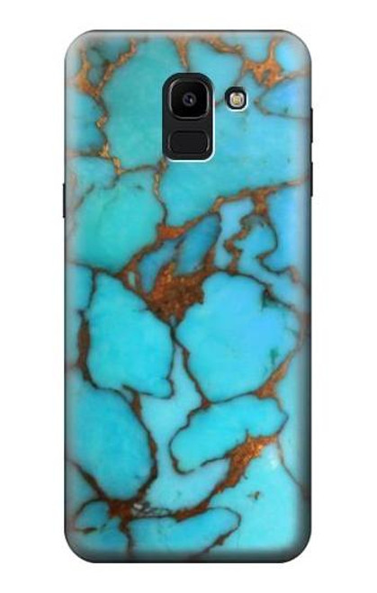 W2685 Aqua Turquoise Gemstone Graphic Printed Hard Case and Leather Flip Case For Samsung Galaxy J6 (2018)