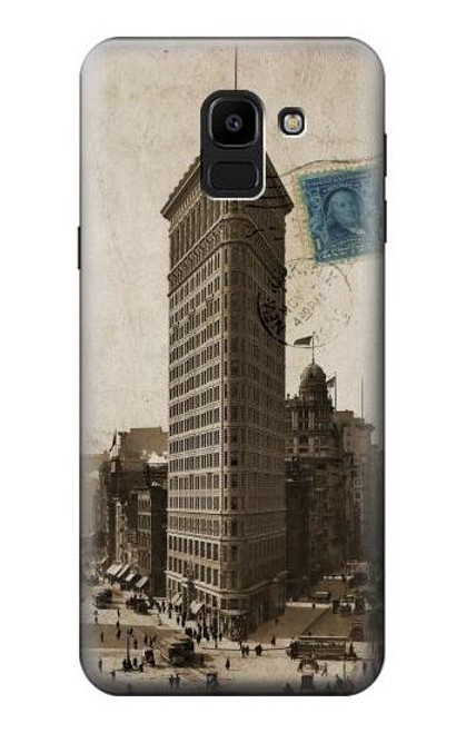 W2832 New York 1903 Flatiron Building Postcard Hard Case and Leather Flip Case For Samsung Galaxy J6 (2018)