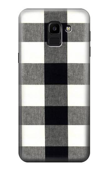 W2842 Black and White Buffalo Check Pattern Hard Case and Leather Flip Case For Samsung Galaxy J6 (2018)