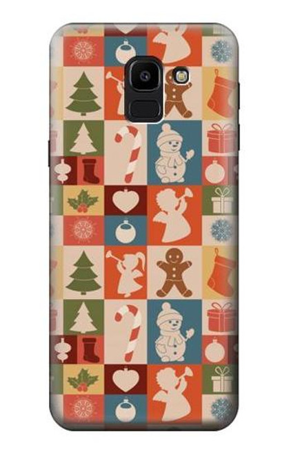 W2854 Cute Xmas Pattern Hard Case and Leather Flip Case For Samsung Galaxy J6 (2018)