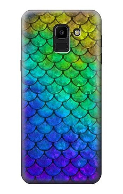 W2930 Mermaid Fish Scale Hard Case and Leather Flip Case For Samsung Galaxy J6 (2018)