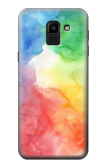 W2945 Colorful Watercolor Hard Case and Leather Flip Case For Samsung Galaxy J6 (2018)