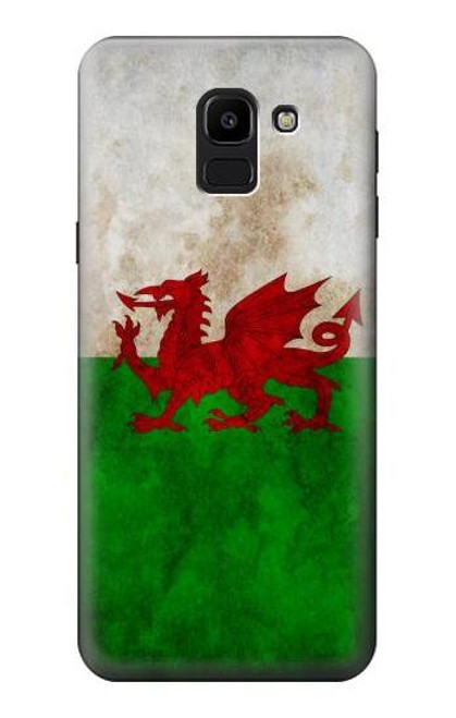 W2976 Wales Football Soccer Euro 2016 Flag Hard Case and Leather Flip Case For Samsung Galaxy J6 (2018)