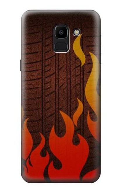 W2988 Rally Car Tire Fire Hard Case and Leather Flip Case For Samsung Galaxy J6 (2018)