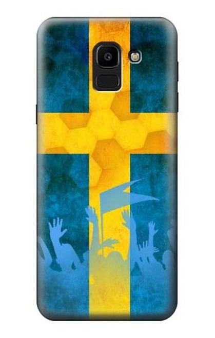 W2990 Sweden Football Soccer Euro 2016 Hard Case and Leather Flip Case For Samsung Galaxy J6 (2018)